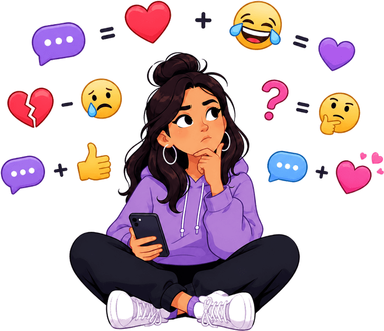 Person analyzing emoji equations