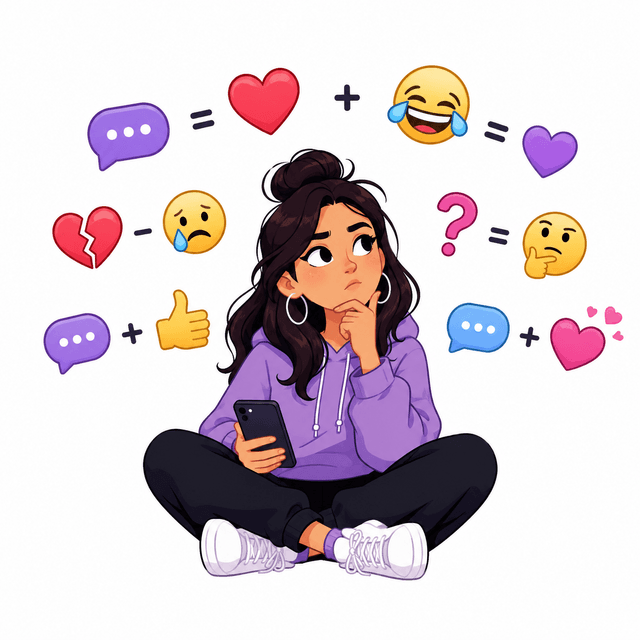 Person analyzing emoji equations